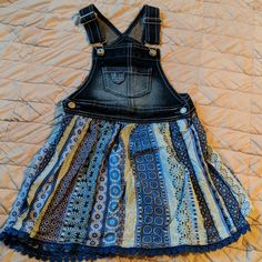 Never Worn. Smoke And Pet Friendly Home. Playful Blue Mini Dress, Overall Skirt, Kids' Dresses, Pet Friendly, Casual Dresses, Overalls, Girls Dresses, Blue White, Color Blue