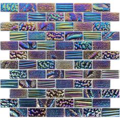 an abstract mosaic tile design in blue and purple