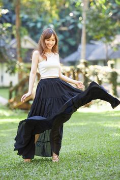 ♥ Women black maxi skirt - Flowy Long Halloween Dress - Soft Comfy Plus Size Long Ruffle Skirt Women - Boho Cotton Skirts Fall clothes women This long cotton ruffle maxi skirts are handmade in Northern Thailand, Chiangmai. Two size's available and they fits most. Skirt are same size just different length. Skirt have elastic waist and it's great choice for outdoor and indoor clothing, festival wear, summer, beach or just relaxation. Lannaclothesdesign products are uniquely designed and latest fashion trends. You can choose from many different colors. We use high quality sewing methods which give all our garments greater durability. ☛Product Name: FLOWY MAXI SKIRT DRESS ☛ Product Type: Handmade ☛ Material: Cotton ☛ Stuff: Soft Fabric ☛ Color: Black ☛ Quantity: One ☛ Durable: Yes ☛ Lightweigh Black Bohemian Maxi Skirt For Summer, Flowy Black Bohemian Maxi Skirt, Bohemian Black Flowy Maxi Skirt, Bohemian Black Maxi Skirt, Black Full-length Flowy Skirt, Black Flowy Maxi Dress For Party, Black Flared Maxi Skirt For Summer, Black Tiered Ruffled Maxi Skirt, Black Full-length Lined Maxi Skirt