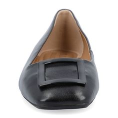 The Zimia flats from Journee collection are so timeless and stylish you'll want to wear them everywhere. With its luxe vegan leather, hardware detail, and soft square toe, this style is sure to become a favourite. A 4 mm tru comfort foam insole makes them super comfortable and supportive even on long days. Features: ComfortClosure Type: Slip-OnFootwear Technology: Memory Foam InsoleUpper/Outer Base Material: 100% PolyuretheneShoe Lining Material: PolyurethaneSole Material Content: 100% Polyureth Square Toe Flats, Shoes Ballet Flats, Ballet Flats Black, Target Clothes, Dress Flats, Closed Toe Shoes, Square Toe Heels, Leather Hardware, Black Ballet Flats