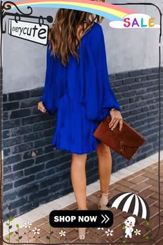 Deep V-neck Batwing Sleeve Ruffle Loose Dress Deep V, Dress Silhouette, Loose Dress, Batwing Sleeve, Bat Wings, V Neck