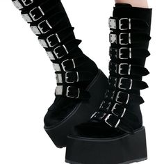 These Only Been Worn Twice, I Got Them Off The Demonia Your Website, They’re Cute And Comfortable And Easy To Walk In I Recommend Them As Your Starter Platforms. Demonia Platforms, Gothic Angel, Demonia Shoes, Suede Shoes, Cute Shoes, Wedge Boot, Walk In, Black Silver, Cute Outfits