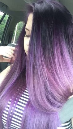 Black Roots Purple Hair Ombre, Black Roots Purple Hair, Black Shadow Root, Purple Hair Ombre, Purple Hair Color Highlights, Pastel Dark, Hair Highlights And Lowlights, Black Roots, Hair Color Burgundy