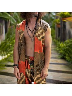 Men Shirt Suits, Men's Holiday Satin Floral Sleeveless Resort Suit Summer Bohemian Sleeveless Sets, Casual Sleeveless Sets For Beach, Sleeveless Orange Sets For Summer, Sleeveless Orange Summer Sets, Orange Sleeveless Summer Sets, Casual Orange Sleeveless Sets, Bohemian Sleeveless Cotton Sets, Mens Holiday, Men Shirt