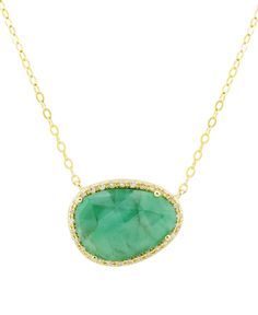 in stock Green 14k Gold Necklace With Diamond Accents, 14k Gold Green Necklace With Diamond Accents, Yellow Gold Necklace With Diamond Accents For May Birthstone, Green Necklace With Pave Setting As Gift, 14k Gold Oval Necklaces With Pave Setting, Yellow Gold Jewelry With Pave Setting For May Birthstone, Emerald Pendant Necklace, Emerald Necklace Pendant, Macys Jewelry