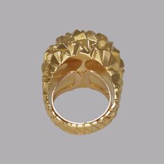 Luxury Open Dome Ring For Formal Occasions, Luxury Dome Ring With Diamond Cut For Formal Occasion, Luxury Dome Ring With Diamond Cut For Formal Events, Luxury Formal Dome Ring With Diamond Cut, Yellow Gold Open Ring For Evening, Gold Rings For Evening Fine Jewelry, Gold Fine Jewelry Rings For Evening, Luxury Gold Diamond Evening Ring, Unique Yellow Gold Dome Ring For Formal Occasions