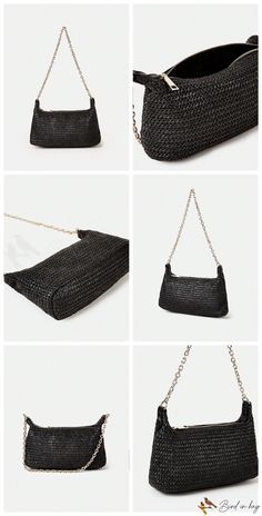 BirdinBag – Versatile Straw Bag: Stylish Vacation Essential – Bird in Bag Casual Clutch Shoulder Bag With Braided Handles, Clutch Bags With Braided Handles, Vacation Clutch Bag With Adjustable Strap, Versatile Pouch Bag With Braided Handles, Black Shoulder Bag With Mobile Phone Pocket For Summer, Black Shoulder Bag With Mobile Phone Holder For Summer, Black Mobile Phone Shoulder Bag For Summer, Vacation Shoulder Clutch Bag With Removable Pouch, Vacation Clutch Shoulder Bag With Removable Pouch