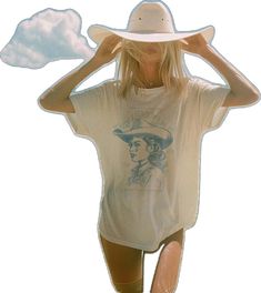 Vintage Summer T-shirt For Rodeo, Western Style Relaxed Fit Graphic T-shirt, Western Style Relaxed Fit T-shirt With Graphic Print, Western Style Summer T-shirt, Western Style T-shirt For Ranch In Summer, White Western T-shirt For Rodeo, Western Style Short Sleeve Summer Tops, Western Pre-shrunk Tops For Summer, White Western Tops With Graphic Print