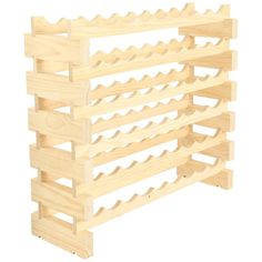 a wooden wine rack is shown on a white background