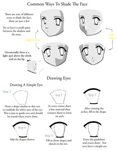 how to draw an anime character's face with different angles and shapes, including the eyes