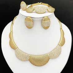 Afraic Jewelry-Gold Color Jewelry Set Women's Necklace Earrings High-end Woman Wedding Party Dating Jewellery Model Number:3256803807178626 Jewellery Model, S Necklace, Color Jewelry, Jewelry Model, Women Necklace, Watch Necklace, Set Women, Jewelry Gold, Necklace Earrings