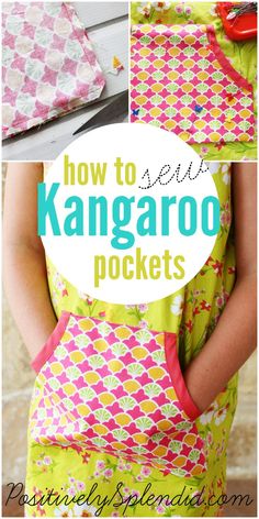 the instructions for how to sew kangaroo pockets