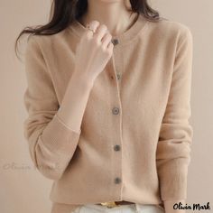 Olivia Mark - Elegant Knitwear Pullover Sweater Casual Camel Long Sleeve Sweater, Casual Long Sleeve Camel Sweater, Cream Sweater For Workwear In Winter, Camel Long Sleeve Top For Winter, Camel Long Sleeve Sweater For Fall, Long Sleeve Camel Sweater For Fall, Casual Camel Sweater For Fall, Beige Wool Crew Neck Outerwear, Classic Plain Sweater For Winter