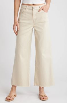 AG Saige High Waist Ankle Wide Leg Jeans | Nordstrom Cropped Wide Leg Jeans, Jean Crafts, Fall 2022, Soft White, Wide Leg Jeans, Stretch Denim, Leg Jeans, White Jeans, Mid Rise