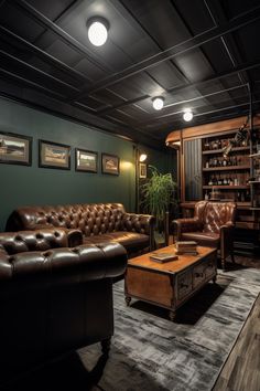 a living room filled with furniture and a potted plant