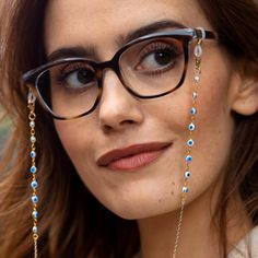 Dainty Light Blue And Dark Blue Evil Eye Glasses Chain – perfect for wearing with sunglasses and as a glasses holder. Perfect gift for her.Add a touch of glamour to any pair of glasses with this chunky acrylic glasses chain, thanks to the added benefit of its necklace–like look.They’re the perfect glasses holder and statement piece, so you won’t lose your frames or sunglasses again!SIZE AND WEIGHT– they weigh 44g– approx. 72cm long (28.5 inches) including the connectors– 4x6mm charmsMATERIALS– 4 Sunglasses Necklace, Blue Evil Eye, Glasses Chain, Eye Glasses, Evil Eye, Dark Blue, Light Blue, Perfect Gift, Sunglasses