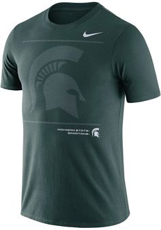 Show off your team pride in this Michigan State Spartans Green Sideline Team Issue Short Sleeve T Shirt! This MSU Short Sleeve Tee features a need to update. Make sure everyone knows you root for the Spartans with this Green MSU T Shirt. Go Spartans! Dri-fit Graphic Print T-shirt For Sportswear, Sports Season Dri-fit Graphic T-shirt, Dri-fit Graphic Print T-shirt For Sports, Collegiate Green Tops With Team Logo, Collegiate Green Top With Team Logo, Sporty Jersey Tops With Team Logo, Sporty Green Tops For Fan Gear, Cotton Sportswear T-shirt For College, Jersey Graphic Print Sports Top