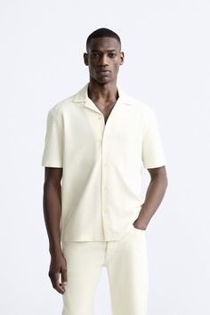 TEXTURED SHIRT - Ecru | ZARA United States Zara Mens Outfits, Dress Shirts Men, Zara Mens, Zara Men, Guy Fits, Half Sleeve Shirts, Zara Outfit, Zara Shirt, Zara Man