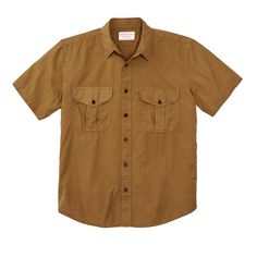 Washed Short Sleeve Feather Cloth Shirt Brown Short Sleeve Workwear Shirt, Brown Cotton Shirt With Pockets, Brown Camp Collar Top For Work, Brown Outdoor Shirt With Pockets, Outdoor Brown Shirt With Pockets, Casual Brown Shirt For Outdoor, Brown Relaxed Fit Shirt With Pockets, Outdoor Khaki Short Sleeve Cotton Shirt, Outdoor Khaki Cotton Short Sleeve Shirt