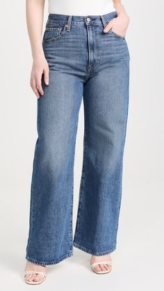 Levi's Ribcage Wide Leg Jeans | Shopbop Medium Wash Washed Pants For Fall, Fall Cropped Flare Jeans With Pockets, Medium Wash Five-pocket Bottoms For Fall, Five Pocket Medium Wash Bottoms For Fall, Medium Wash Bottoms With Five Pockets For Fall, Fall High Rise Washed Blue Jeans, Fall High-rise Washed Blue Jeans, Fall Washed Blue High Rise Jeans, Levi's Wide Leg Medium Wash Jeans