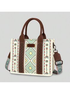 Travel in style with this Bohemian Vintage Suitcase Set for fashionable ladies. The set includes a tote bag and wallet, both featuring a unique vintage design. Perfect for any occasion, these accessories will add a touch of elegance to any outfit. Made with high-quality materials for durability and style. Color : Beige Strap Type : Adjustable Type : Shoulder Tote Bag Type : Top Handle Bag Pattern Type : Geometric Closure Type : Zipper Magnetic : No Bag Height Bag Length Bag Width 21.5 27 12 Retro Beige Satchel With Large Capacity, Retro Beige Large Capacity Satchel, Beige Retro Satchel, Retro Beige Satchel With Handles, Retro Beige Canvas Travel Bag, Large Capacity Retro Beige Canvas Bag, Retro Cream Bag For Daily Use, Retro Rectangular Canvas Bag For Daily Use, Retro Rectangular Shoulder Bag