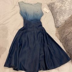 Nwt. A Soft Luxe Denim Ombr Dress. Size 12 Big Kids. Gucci Fitted Dress For Spring, Gucci Knee-length Dress For Spring, Chic Gucci Dresses For Spring, Gucci Fitted Midi Length Dress, Silk Organza Dress, Gucci Dresses, Gucci Denim, Baby Pink Dresses, Gucci Sweater