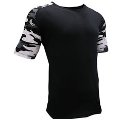 Epic Cool Performance Camo Sleeve Tee Shirt Black Short Sleeve Shirt For Spring Streetwear, Casual Black Short Sleeve Shirt For Spring, Black Short Sleeve Shirt With Graphic Print For Spring, Black Sporty Short Sleeve Shirt, Fitted Black Short Sleeve Shirt With Graphic Print, Casual Black Crew Neck Short Sleeve Shirt, Black Short Sleeve Shirt With Graphic Print For Streetwear, Black Graphic Print Short Sleeve Shirt For Streetwear, Black Crew Neck Short Sleeve Shirt For Summer