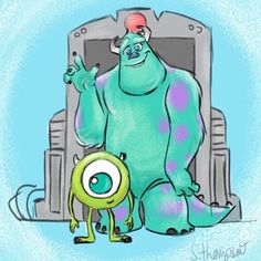 an image of a cartoon monster and a green creature