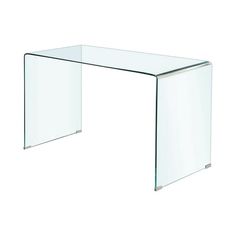 a clear glass table on a white background