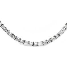 Ninacci 18K White Gold East to West Tennis Necklace with 92 Emerald Cut Diamonds - 29.90 Carat Total Diamond Weight Luxury Emerald Cut Diamond White Necklace, Luxury Dazzling Necklace With Prong Setting, Necklace Design, Tennis Necklace, Emerald Cut Diamonds, Emerald Diamond, Emerald Cut, Necklace Designs, Prong Setting