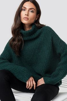 Oversized Green Sweater, Polo Knit Sweater, Green Sweater Outfit, Emerald Sweater, Emerald Green Sweater, Green Oversized Sweater, Dark Green Sweater, Green Turtleneck Sweater, Winter Sweater Outfits