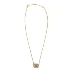 14K Yellow Gold 80 Round Brilliant Diamonds = 1.03ctw., G-H/SI1-2 2 Baguette Diamonds = 0.16ct., G-H/VS2-SI1 The pendant measures 15mm wide x 10mm tall. Length = 18" Diamond Necklace With Rectangular Pendant, Gold Cubic Zirconia Necklace With Radiant Cut, Gold Radiant Cut Cubic Zirconia Necklaces, Gold Radiant Cut Cubic Zirconia Necklace, Rectangular Diamond Cut Diamond Necklace, Luxury Rectangular Diamond Cut Necklace, Luxury Baguette Diamond Jewelry, White Gold Baguette Jewelry With Single Cut Diamonds, Rectangular Gold Diamond Jewelry