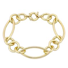 "Elevate any ensemble with the distinctive style of this Stella Grace fancy link bracelet. Elevate any ensemble with the distinctive style of this Stella Grace fancy link bracelet. Length: 8 in. Clasp: spring ring Metal: sterling silver Plating: 18k gold flash plated Finish: polished Packaging: boxed Size: 8"". Color: Multicolor. Gender: female. Age Group: adult. Material: Gold Over Sterling." Elegant Gold Link Bracelet With Polished Finish, Elegant Oval Link Metal Bracelets, Elegant Oval Link Metal Bracelet, Elegant Hallmarked Chain Link Jewelry, Elegant Metal Bracelets With Oval Link, Elegant Metal Oval Link Bracelets, Elegant Metal Oval Link Bracelet, Elegant Gold Bracelet With Oval Link And Polished Finish, Elegant Yellow Gold Sterling Silver Bracelet With Oval Link