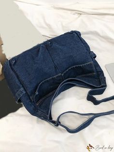 BirdinBag - Stylish Denim Crossbody Bag with Spacious Minimalistic Design Denim Crossbody Bag, Shein Brasil, Denim Crossbody, Minimalistic Design, Diy Bag, Blue Bags, Bag Straps, Hobo Bag, Hoodie Fashion