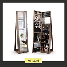 in stock Mirror With Hidden Storage, Armoire Storage, Tall Bathroom Storage Cabinet, Necklace Hooks, Bracelet Bar, Standing Jewelry Armoire, Mirror Jewelry Armoire, Mirror Jewellery Cabinet, Backless Stools