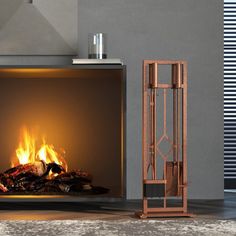 a modern fireplace with an open fire place