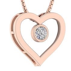 Natural Earth-mined Diamond Gold Jewelry. 100% Customer Satisfaction Guarantee or Money Back. Free Shipping with in USA. The Orion Bezel Set Round Cut Diamond Unique Heart Shape Pendant.It makes a special gift because of it design and he fact that this is the most loved accessory worn by girls.Power up the bond between you and your loved one.You can buy it through our website today. Diamond Information: Diamond Pieces : 1 Pieces Diamond Carat : 0.25 Carats Diamond Shape : Round Diamond Cut : Rou Rose Gold Diamond Necklaces For Valentine's Day, Rose Gold Heart Necklace For Anniversary, Rose Gold Birthstone Heart Necklace For Valentine's Day, Valentine's Day Rose Gold Heart Necklace With Birthstone, Valentine's Day Rose Gold Diamond Necklace, Heart-shaped Bezel Set Jewelry For Valentine's Day, Rose Gold Diamond Necklace For Anniversary Gift, Heart-shaped Bezel Setting Necklaces For Gifts, Heart-shaped Jewelry With Bezel Setting For Valentine's Day