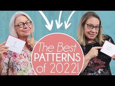 two women holding up signs that say the best patterns of 2020, and one woman is pointing