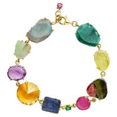 One-of-a-kind broken gems bracelet. Hand-made assembled on a 14-karat gold frame, this is a Unique Gems statement piece composed by a a selection of eleven gemstones: two treated rubies, a matrix emerald, a lemon quartz, a watermelon tourmaline, a chrome diopside, a blue sapphire, a citrine, one amethyst, one agate and a labradorite. Total Length: 20,5 cm / SUOT G585 engraving. Each gemstone has been hand-selected from our gem archives to celebrate its singularity, Unique Gems is a love letter to the perfectly imperfection of each broken gem. Ruby Bracelets, Jewelry 2024, Ruby Bracelet, Gems Bracelet, A Love Letter, Pearl Necklaces, Fancy Jewelry, Lemon Quartz, Watermelon Tourmaline