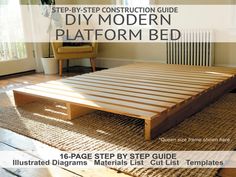 a bed frame sitting on top of a wooden floor next to a radiator