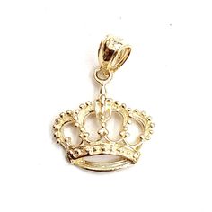 "(100% AUTHENTIC) 14k yellow gold Tiny Queen Crown Tiara pendant charm. \"Comes with a gift box\"14K yellow Gold pendant charm. Solid 14K gold, not plated. Nicely polished and shiny. Stamped 14K for Authenticity. ADDITIONAL INFO:REAL 14K Yellow Gold. 1.4 grams. 0.66 inches top to bottom without bail (longest point). 0.62 inches left to right. (Widest Point). Please refer to the photo of the item next to a quarter for comparison purposes. Ask me any questions you may have before make purchase. Sh Dinosaur Jewelry, Crown Tiara, Silver Cross Pendant, Queen Crown, Gold Charm Necklace, Circle Necklace, Yellow Gold Pendants, Tiaras And Crowns, Charm Gift