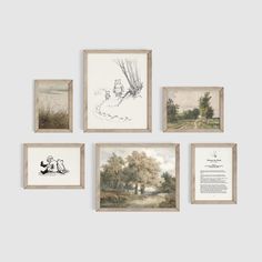 four framed pictures with winnie the pooh and other disney characters hanging on a wall