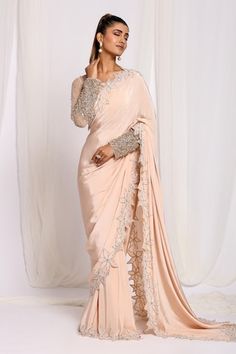 Water gold pre-draped saree with flower intricate cutwork border. Comes with padded blouse with dazzling intricate cutdana hand work. - Aza Fashions Traditional Draped Wear With Resham Embroidery For Eid, Eid Mirror Work Draped Dupatta, Pre-draped Tissue Silk Saree With Dupatta, Designer Draped Blouse Piece For Eid, Designer Wear Draped Blouse Piece For Eid, Designer Draped Blouse For Eid, Eid Zari Work Draped Blouse Piece, Draped Blouse Piece For Eid Designer Wear, Pre-draped Tissue Silk Saree For Wedding