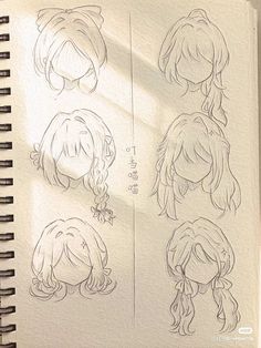 some drawings of different hair styles