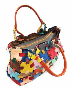 Beautiful Multicolour Patchwork Zippered Calf Leather Tote HandbagThis bag is made of fine Calf Leather fabric.Measurement: 28cm/10.92" * 35cm/13.65" * 14cm/5.46"Zip up closure. Inside pockets. Cave Women, Bags Cross, Women Costumes, Crossbody Tote Bag, Leather Handbags Tote, Genuine Leather Bags, Crossbody Tote, Boho Stil, Womens Tote