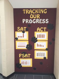 a door with some writing on it that says tracking our progress sat act psat