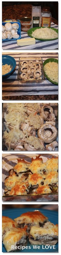 several different types of food on display at a buffet