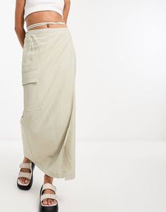 Weekday Fold linen blend cargo midi skirt in khaki | ASOS High Waist Beige Cargo Skirt For Spring, High-waist Beige Cargo Skirt For Spring, Relaxed Asymmetrical Cargo Skirt For Spring, Asymmetrical Relaxed Cargo Skirt For Spring, Chic Long Cargo Skirt With Pockets, Chic Summer Midi Cargo Skirt, Summer Workwear Cargo Midi Skirt, Summer Workwear Midi Cargo Skirt, Summer Cargo Midi Skirt For Workwear