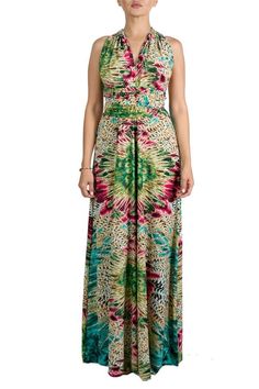 Multi styling maxi dress is a mint green floral print with soft stretch flowing fabric. Extended fabric on the dress so you could tie to create different looks. (Can be worn in more than 20 different styles) NOTE* - Dress is one size fits most. The size that it fits are a Small to XL. Style guide are just a few of the styles you could make with the convertible dress. Material: 96% Polyester, 4% Spandex Neckline: Multi Styling Sleeve Style: Sleeveless Closure Style: Pullover Garment Length: Maxi Casual Stretch Printed Maxi Dress, Versatile Fitted Spring Maxi Dress, Chic Stretch Rayon Maxi Dress, Stretch Rayon Maxi Dress, Summer Stretch Floor-length Maxi Dress, Fitted Multicolor Rayon Maxi Dress, Green Maxi Dress For Summer, Chic Stretch Maxi Dress With Floral Print, Versatile Summer Maxi Dress