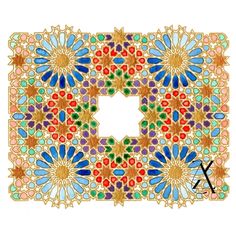 an image of a colorful pattern with the letter x in it's middle corner